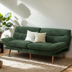 PERLECARE Convertible Futon Sofa Bed, 73" Corduroy Futon Couch with Adjustable Backrest and Armrests, 3-in-1Recliner Sleeper Sofa for Small Spaces, Play Room,Living Room or Office（73in,Green）