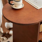 Round End Table with Open Storage,Mid-Century Modern Nightstand Small Space Side Table for Living Room & Bedroom,Easy Assembly Sofa Table(25.5 * 13.3 * 20", Walnut)