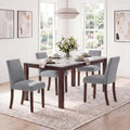 Upholstered Dining Chairs Set of 4, Mid-Century Dining Room Chairs with Wooden Legs, Farmhouse Fabric Parsons Chairs for Small Space Restaurant & Cafe- Gray