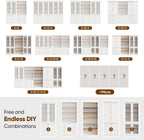 70.8" Tall Farmhouse Kitchen Pantry Cabinet with Doors, Modular Storage Cabinet with 4-Tier Adjustable Shelves, Wooden Hutch for Kitchen or Living Room, White