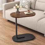 Small Side Table End Table, C-Shaped Wood Coffee Table TV Tray for Eating Couch Tables for Small Space, Living Room, 12 x 18 inch Top, 24.5 inch Height, Metal Frame (Walnut & Black)