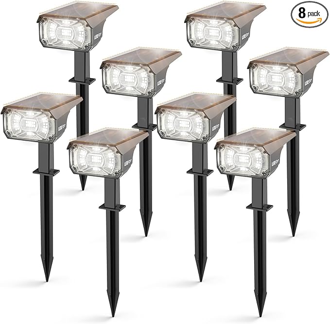 Solar Spot Lights Outdoor,40 LEDs Solar Outdoor Waterproof Landscape Lights with 3 Light Modes, Solar Powered Garden Yard Wall Lights Auto On,Off for Patio 8 Pack
