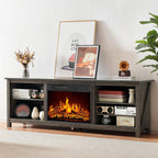 AMERLIFE 70" Fireplace TV Stand with 23" Electric Fireplace for 80" TVs | Rustic Grey, Wood Texture Finish, Farmhouse Style, Entertainment Stand, Media TV Console, Storage Cabinet, Living Room