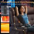 Power Loveseat Recliner Sofa with Massage & Heating, Zero Wall Hugger RV Reclining Couch with Bluetooth Speakers, LED Lights, Pillow, Drawer, USB Charging & Power Outlet for Home Theater & Gaming Room