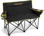 FanttikOutdoor Zeta L11 Duo Pro Double Camping Chair, 2 Person Portable Folding Couch, High Strength Loveseat with Cup Holder & Carry Bag for Travel, Games, BBQ, Backyard, Support up to 600 lbs, Black