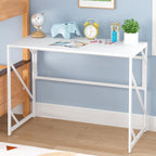 Elephance Folding Desk Writing Computer Desk for Home Office No-Assembly | Study Office Desk,Foldable Table for Small Spaces,39.4 Inch,White