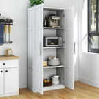 White Pantry Cabinet with 2 Doors and Adjustable Shelves, 70.87" Tall Kitchen Storage Cabinet, Freestanding Cupboard for Kitchen, Dining, Living, Bathroom and Laundry