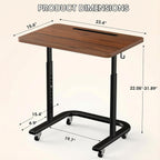 BUYIFY Height Adjustable TV Tray Table with Wheels for Couch or Sofa | Rolling TV dinner tray for eating on couch,bed,or recliner;height adjustable laptop desk for meals,snacks,and work Brown