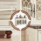 Joaxswe Farmhouse Sideboard Buffet Cabinet with Storage,59" Large Credenza with 4 Glass Doors & 2 Drawers, Wood Kitchen Coffee Bar, Adjustable Shelves Console Table for Dining Room,Living Room,White
