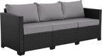Rattan Star Patio Furniture Outdoor Couch Wicker Outdoor Furniture Patio Couch Deep Seat Sofa High Backrest with Waterproof Cover and Non-Slip Cushions, Grey