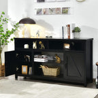 Tangkula Modern Farmhouse TV Stand, 59-Inch Storage Cabinet for TVs Up to 65 Inches, Double Barn Doors, Adjustable Shelves, Wood Entertainment Center Console Table for Living Room (Black)