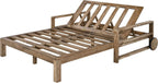 Merax Acacia Wood Outdoor Daybed Sofa, Farmhouse Patio Sun Lounger with Adjustable Backrest, High-Density Cushions & Removable Wheels, Weather Resistant for Garden, Poolside, Backyard, Beige