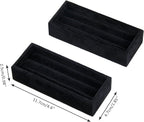 DesignSter Small Jewelry Tray, 2PCS Ring Organizer, Velvet Jewelry Display Tray, Stackable Jewelry Organizer Trays, Jewelry Drawer Organizer Inserts For Dresser, Jewelry Box (Black)