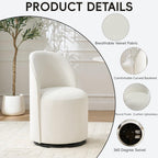 360 Degree Swivel Barrel Chair, Mid Century Modern Round Velvet Dining Chair Comfy Upholstered Accent Chair Makeup Vanity Side Chair for Kitchen & Dining Room Living Room Bedroom (Cream)