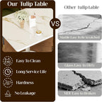 Square Dining Table,31.5'' Small Modern Square Dining Table, Sintered Stone Tulip Tables for 2–4 with Aluminum Alloy Edge&White Metal Base, Bistro Tables for Restaurants/Small Spaces/Marble White Gold