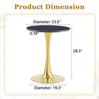 Round Dining Table, 23.6" Circle Tulip Table with Thickened Tabletop & Metal Pedestal, Mid Century Modern Bistro Table for Kitchen, Small Places, Living Room