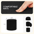 PINPLUS Ottoman with Stroage Round Boucle Ottoman and Tray Sherpa Removable Foot Stool Coffee Table for Dorm, Living Room Black, 13"x13"x13.7"