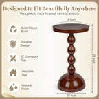 Wooden Side Table for Small Spaces, Drink Table, Mini Side Table, Little Tiny Drink Stand, Wooden Spindle, High Pedestal Table, Kitchen, Bar, Small Living Spaces, Dark Brown