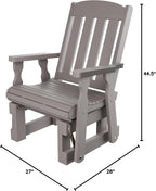 Amish Casual Heavy Duty 600 Lb Mission High Back Treated Glider Chair (Semi Solid Grey Stain)
