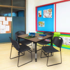 Regency Kee 42 in. Square Height Adjustable Classroom Activity Table- Noble Oak Top & Black Base