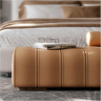 Modern Faux Leather Upholstered End of Bed Bench Modern Long,Rectangular Accent for Living Room Entryway Bedroom Entryway(Orange,120 * 45 * 43cm)