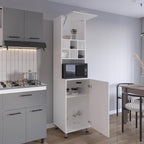 Kitchen Pantry with 2 Doors 4 Legs 8 Shelves White | FSC and CARB compliant engineered wood construction