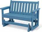 SERWALL 2 Person Patio Glider Bench, HDPE All Weather Swinging Bench, Navy