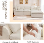 Korser 110" Cloud Sectional Couches for Living Room, Modern Modular Sectional Sofa with Ottoman, Cloud Couch with Comfy Deep Seats, Fluffy Chenille L-Shape Sofa Couch for Living Room, Beige
