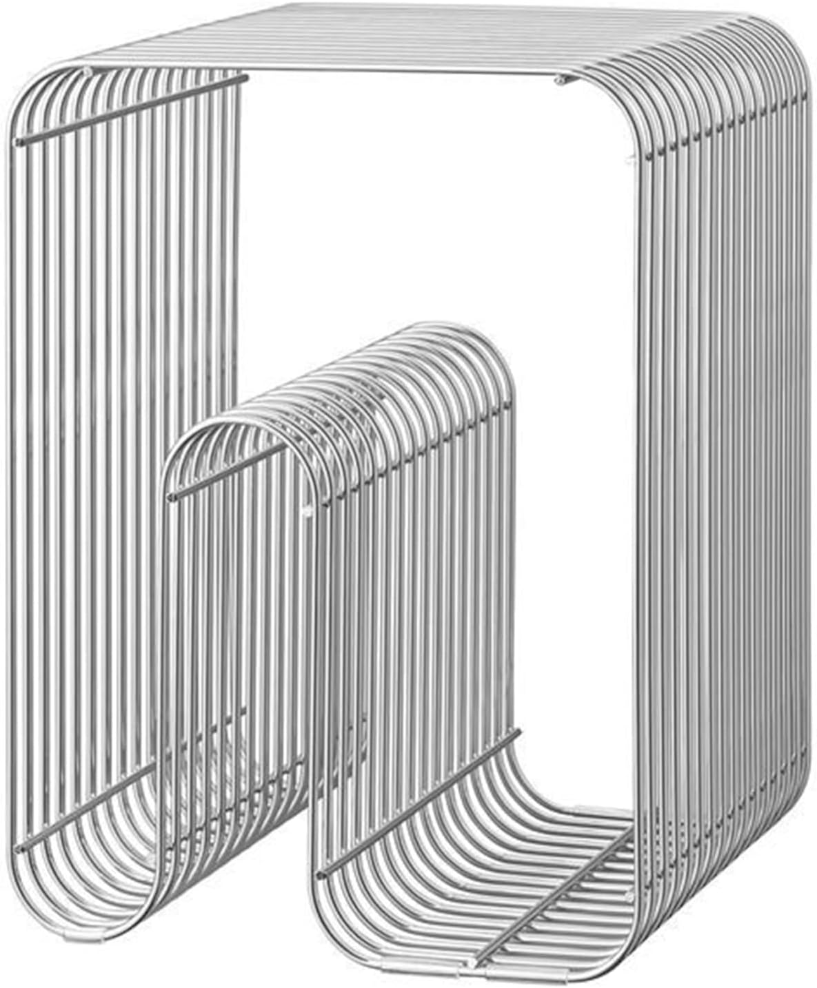 Metal Side Table, Metal End Table with Magazine Rack,Sofa Bedside Table for Small Space, Modern Nightstand with Storage Shelf for Living Room Bedroom(13x13x17inch), Silver