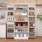 29.9x15.74x71.65Inches White Kitchen Pantry Cabinet, Freestanding Storage Cabinet with Doors & 3 Adjustable Shelves, Buffet Cupboards Sideboard for Kitchen Living Room Dining Room