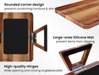2 Pack Acacia Wood Couch Arm Tray,Couch Tray,Folding Sofa Armrest Trays,Couch Arm Table Clip-On Couch Desk for Drinks,Snacks,Phone,Remote Control