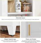 YAUWOH White Narrow Metal Storage Cabinet, Tall Freestanding Cabinet with 4 Adjustable Shelves & Barn Doors, Pantry Organizer for Bathroom Kitchen Home Office Dining Room（1PC,White）