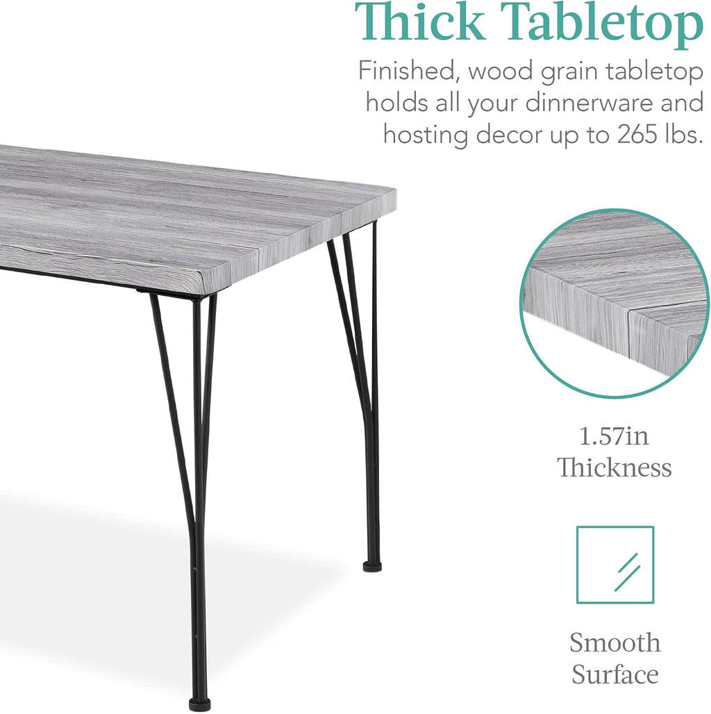 Best Choice Products 5-Piece Metal and Wood Indoor Modern Rectangular Dining Table Furniture Set for Kitchen, Dining Room, Dinette, Breakfast Nook w/ 4 Chairs - Gray