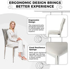 Velvet Dining Chairs Set of 6, Modern Woven Kitchen Chairs with Silver Metal Legs, Upholstered Cushion with High Back, Dirt Resistance, Easy to Install, for Living Room, Dining Room - Light Grey