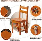 Solid Wood 3-in-1 Folding Ladder Chair, Convertible Step Stool & Display Rack, 4-Tier Multi-Functional Ladder, Dual Purpose for Home, Kitchen, Library, 265 lbs Capacity (Brown)