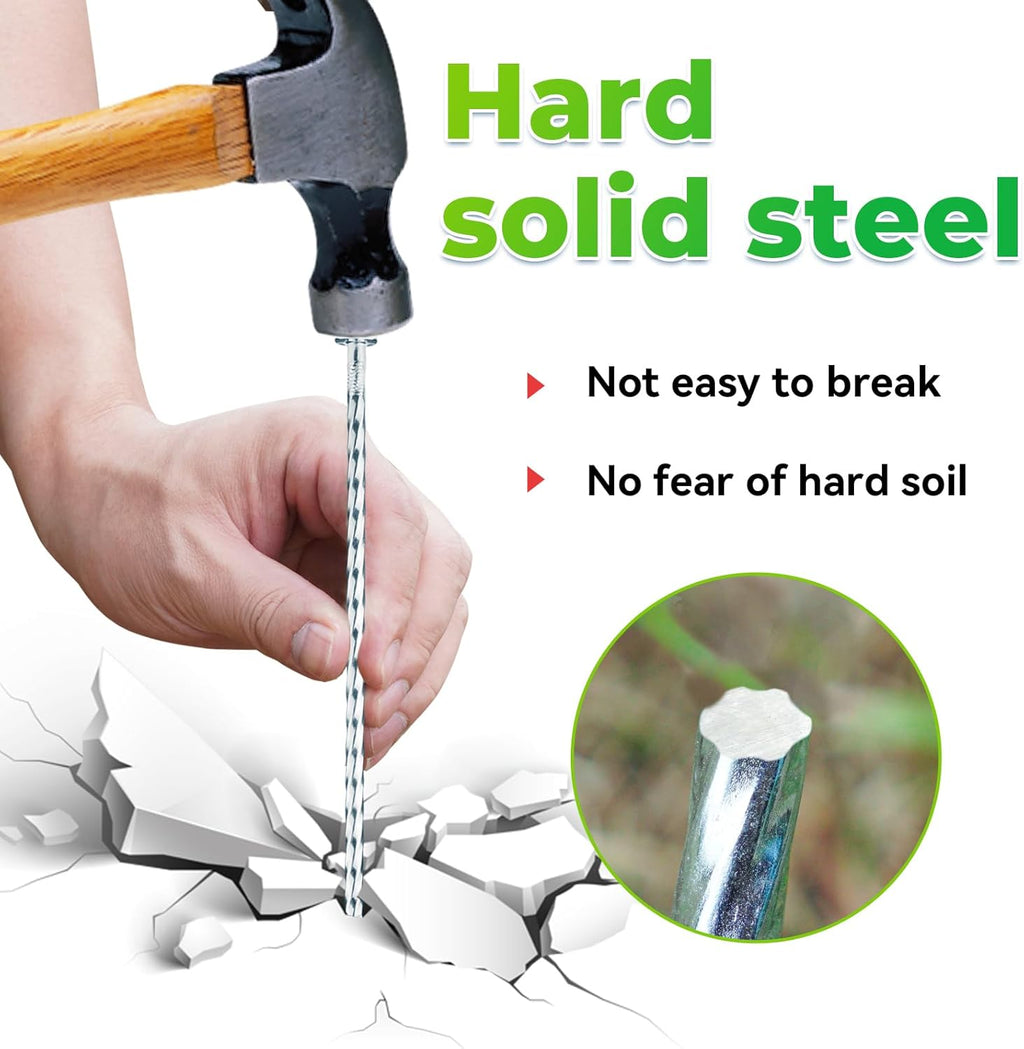 6.3-Inch Galvanized Heavy-Duty Landscape Stakes, (150-PACK) Spiral Metal Turf Spikes for Artificial Grass, Paver Edging, Weed Barrier, Securing Fences and More