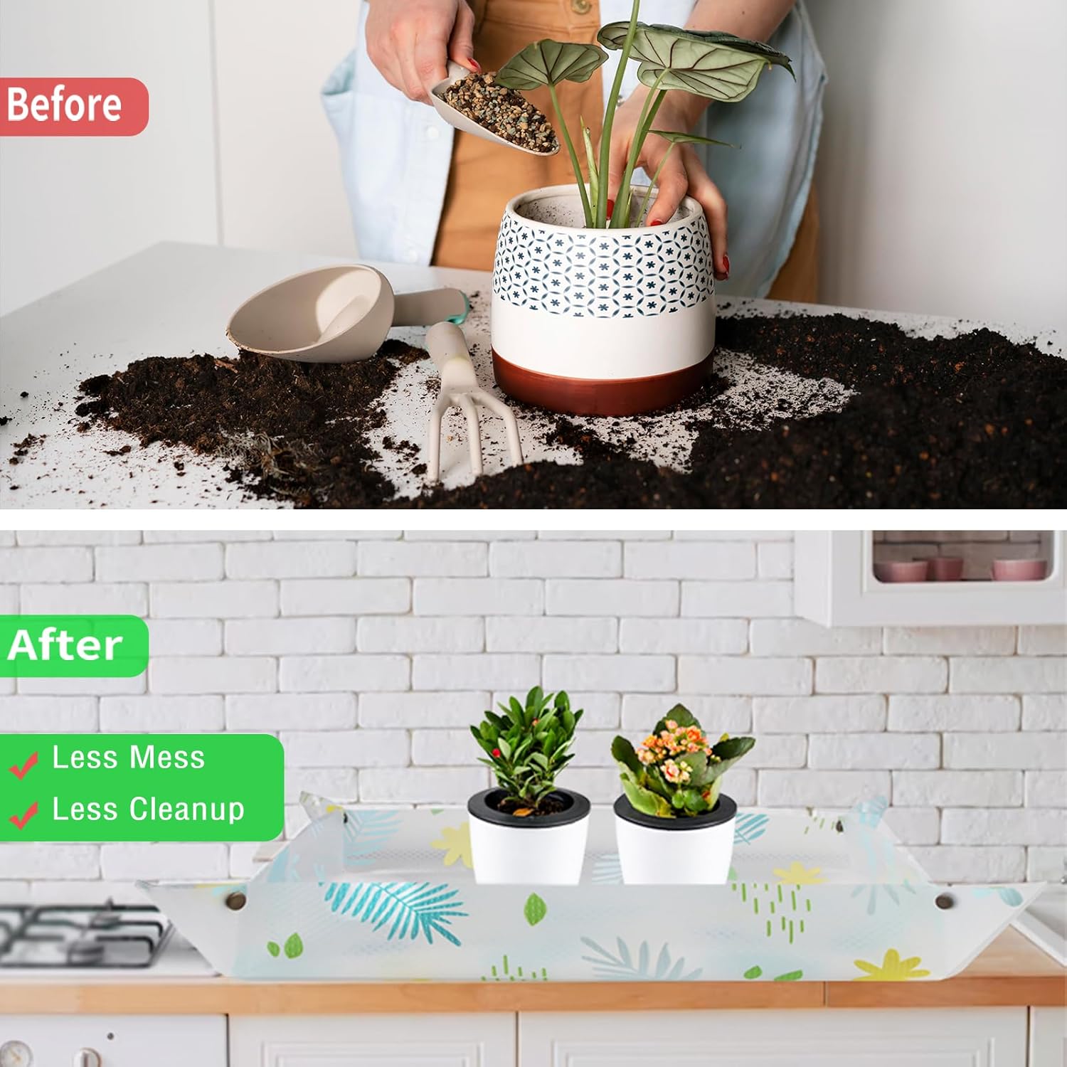 Herda 32.4" Repotting/Potting Soil Mat for Indoor Plants,Thicker Potting Tray for House Plants, Succulents,Cactus, Pots, Soil,Bonsai Tool,Gardening Accessories Plant Lovers Gifts (32.4"x 23.3")