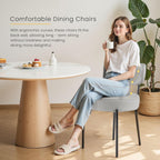 NEWBULIG Dining Chairs Set of 4, Mid Century Modern Dining Room Kitchen Side Chair with Fabric Upholstered Seat, Curved Backrest and Black Metal Legs, Grey