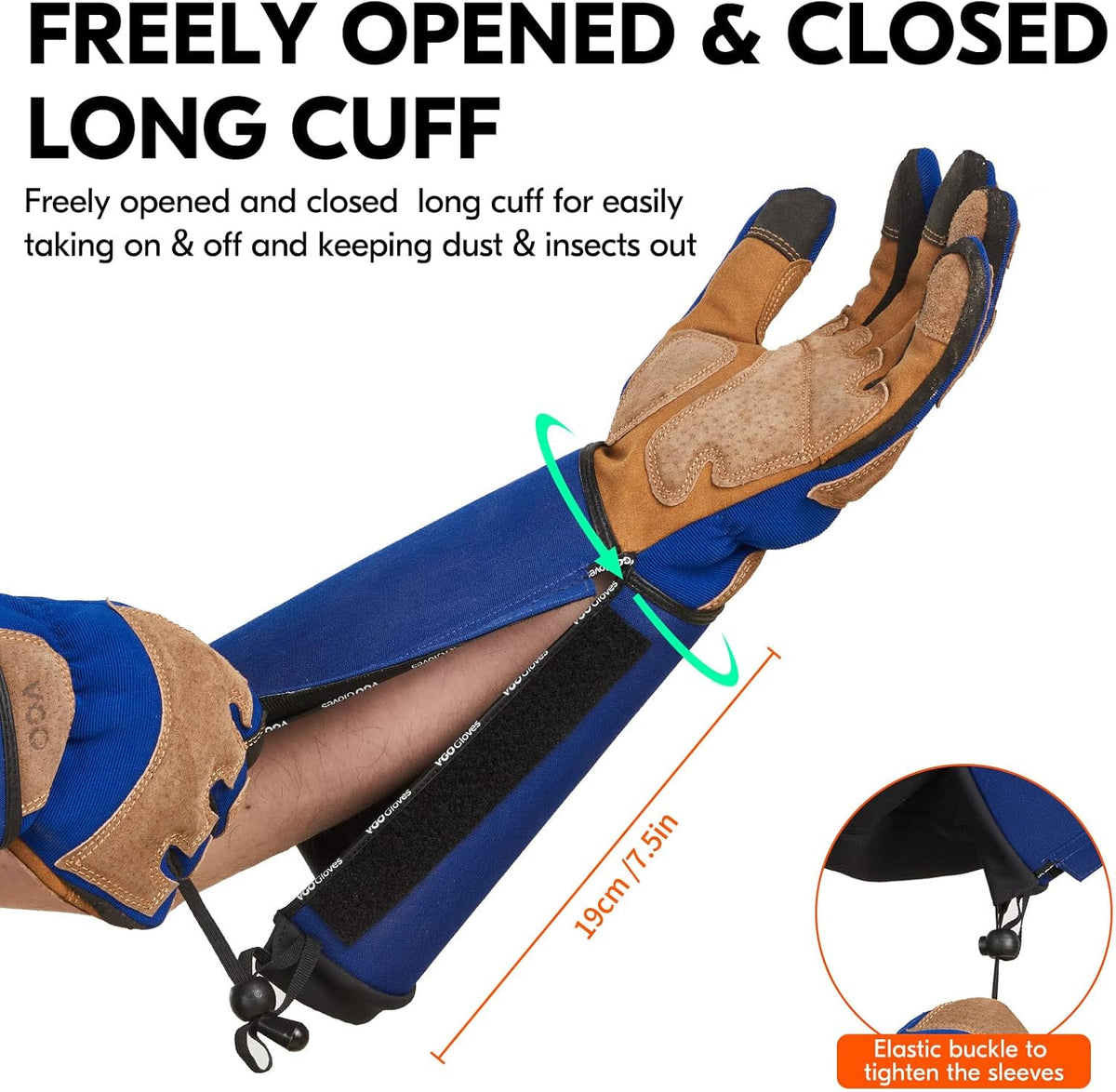 Vgo... Gardening Gloves Unisex,Safety Work Gloves,Long Sleeves Gauntlet,Puncture Proof,Touchscreen(Size L,Blue,SL7496)