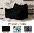 Vipbear Bean Bag Chair for Adults, Chair with Memory Foam | 35.5" Corduroy Beanbag Washable, Cozy Fluffy Chair with Pocket & Handle, Ergonomic Bedroom Sofa Chair for Gaming, Reading