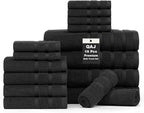 16-Piece Bath Towels Set, 100% Cotton Thick Soft Highly Absorbent Durable, Quick Dry, Bathroom Towels Set (4 Bath Towels, 4 Hand Towels, 8 Washcloths) - Perfect for Daily Use
