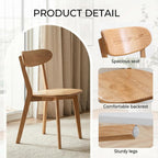 Solid Wood Dining Chairs Mid Century Modern Kitchen Chairs Set of 6 | Rounded Curved Backrest, Wide Comfortable Seat, Ergonomic Support, Easy Clean Wood Finish, Multiple Set Options,Natural Color