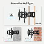 MOUNTUP Full Motion TV Wall Mount for 42-82'' TV, Holds 100lbs Fit 16" Stud | Full-motion TV mount tilts up 5° and down 10° for anti-glare, swivels ±45°, extends 15.7" and retracts 3" for space-saving