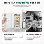 Greenvelly Metal Pantry Cabinet, 63” White Kitchen Pantry Cabinet with Doors and 4 Shelves, Tall Kitchen Cupboard for Laundry Room,Living Room,Dinning Room (Farmhouse)