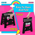 Delxo 13 inch 2 Pack Folding Step Stool, Non-Slip Foldable Stools Up to 300 LBS, Step Stool with Handle, Lightweight Collapsible stools for Kitchen, Bathroom, Bedroom, Garden (Black)
