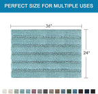H.VERSAILTEX Bath Mats for Bathroom Non Slip Extra Thick Chenille Striped Bath Rug 24" x 36" Absorbent Non Skid Fluffy Soft Shaggy Rugs Washable Plush Mats for Indoor, Bath Room, Tub - Aqua Haze