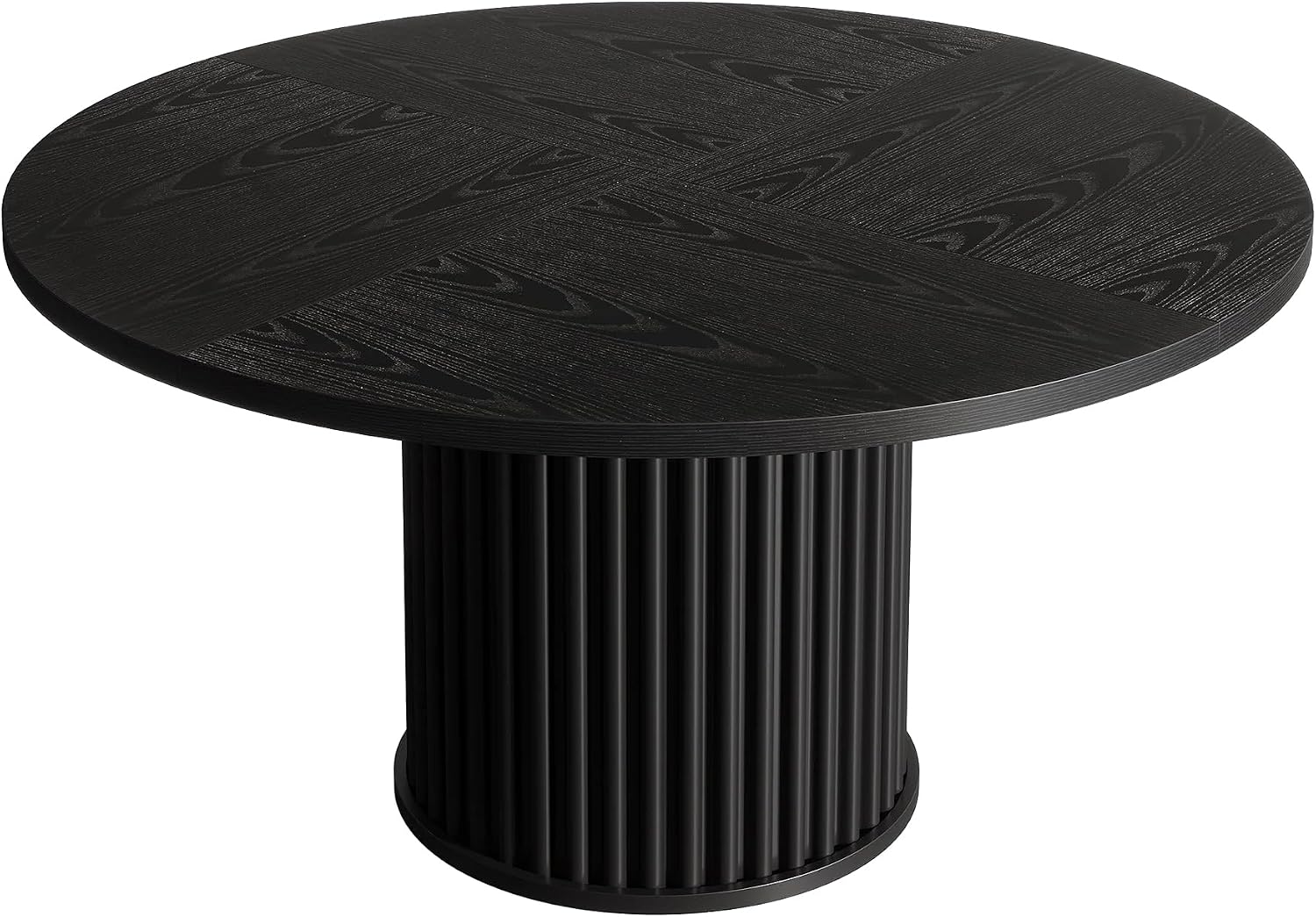 Oigavfd Black Round Dining Table for 4, 47" Circle Dining Table,with MDF Top and Fluted Base,Round Kitchen Tables,Sturdy 300 Lbs for Family Gatherings