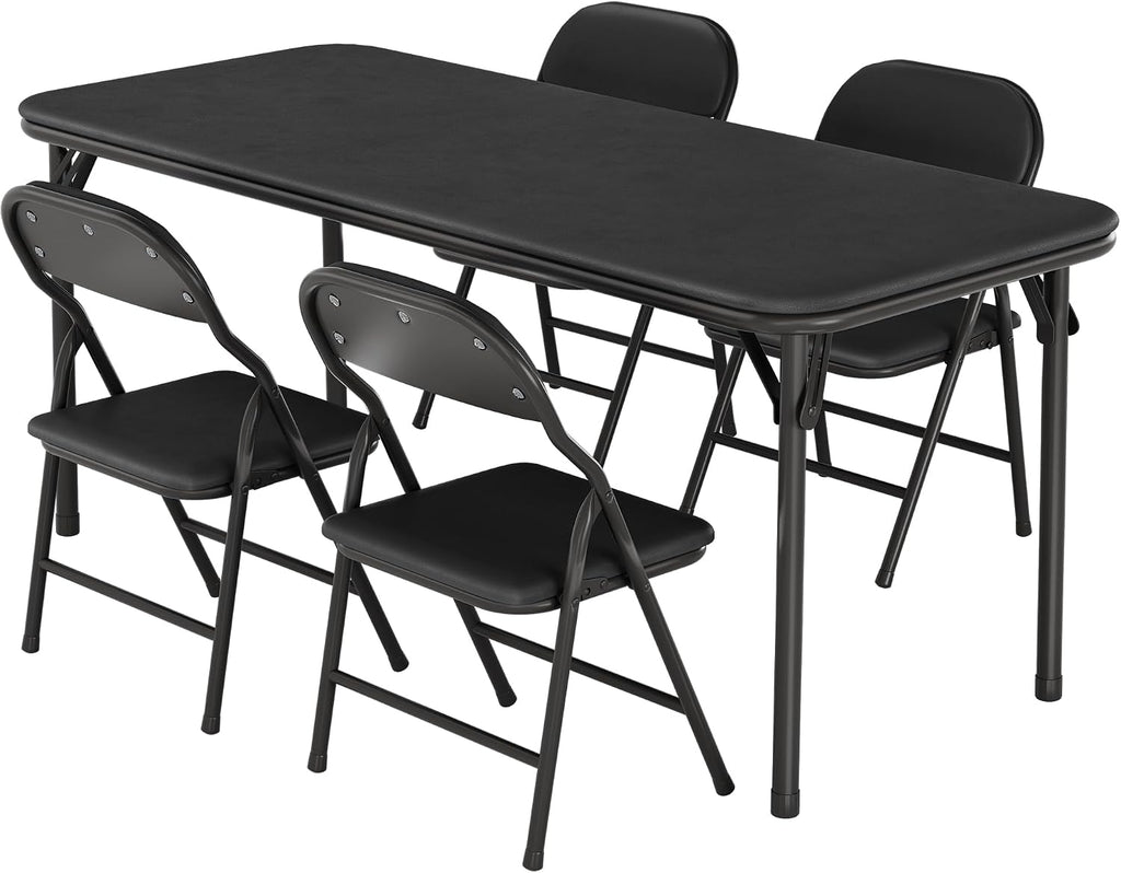 Garvee 5-Piece Folding Table and Chairs for Boys and Girls | Children Activity Table and Chairs Set with 1 Table & 4 Chairs, Suitable for Daycare, Classrooms and Dining Rooms