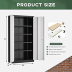Greenvelly Metal Garage Storage Cabinet with Doors and Adjustable Shelves,72" Steel Lockable File Cabinet for Home Office,Garage,School(Black Grey,32" W x 16" D)