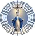 Religious Cross Jesus Wind Spinner, Metal Wind Spinners Outdoor Indoor, Virgin Mary Garden Decor for Outside, Stainless Wind Spinners for Yard and Garden 10 inch 3D (25.76X25 CM)